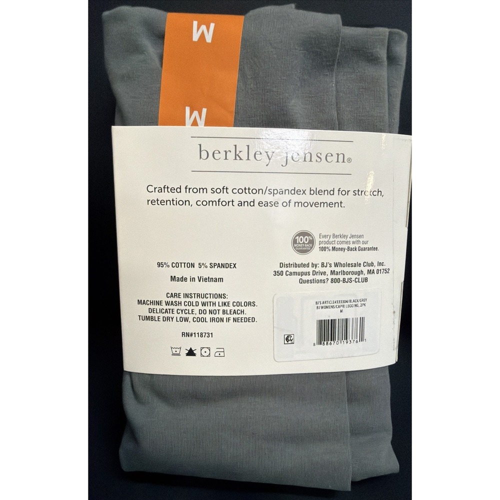Berkley Jensen Women's Capri Leggings 2-Pack, Black/Grey, Size Medium - Picture 2 of 6